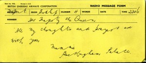 Regina Elisabetta II - primo telegramma da Regina