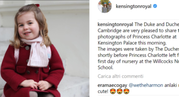 La Principessa Charlotte d’Inghilterra va all’asilo: le foto di mamma Kate