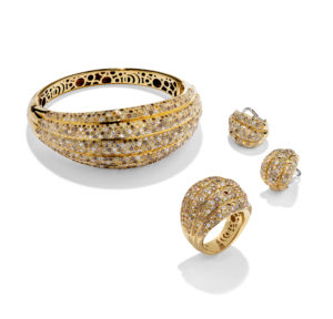 DAMIANI SPICCHI DI LUNA Parure in oro giallo e diamanti fancy