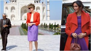 Meghan Markle in viola e rosso come Lady Diana: la duchessa di Sussex non teme il confronto