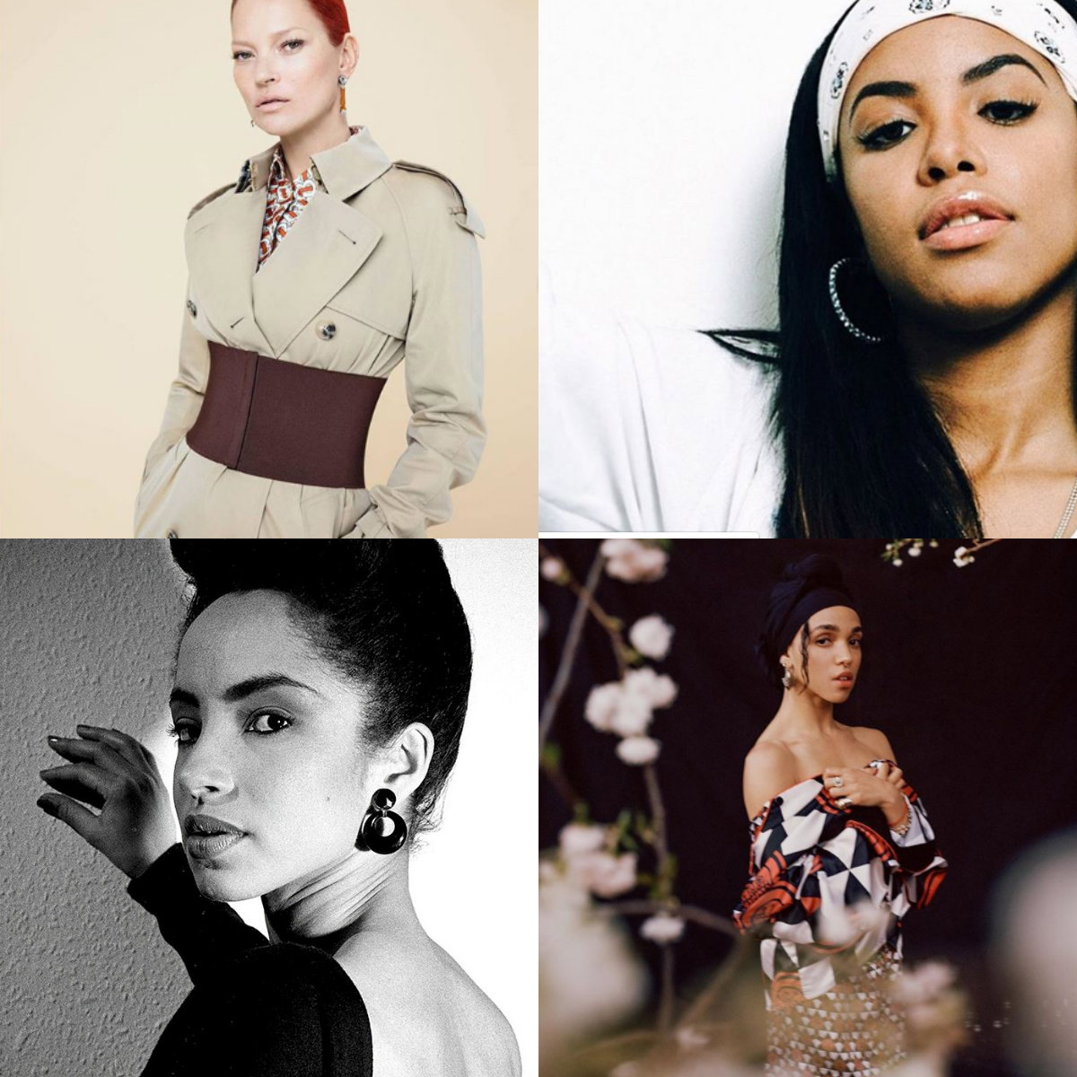 Kate Moss, Aaliyah Dana Haughton, Sade Adu e FKA Twigs