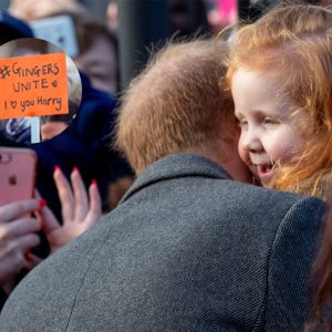 «GingersUnite!»: il tenero abbraccio del principe Harry alla bambina dai capelli rossi
