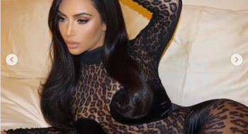 Kim Kardashian a caccia con trasparenze e animalier