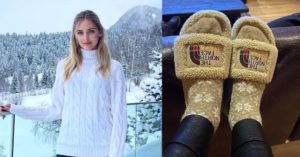 Chiara Ferragni ciabatte Gucci X Northface: coi calzini sono una favola (e costano una follia)