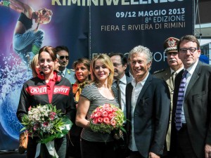 Elisa Di Francisca, Claudia Gerini e Raffaele Paganini al taglio del nastro